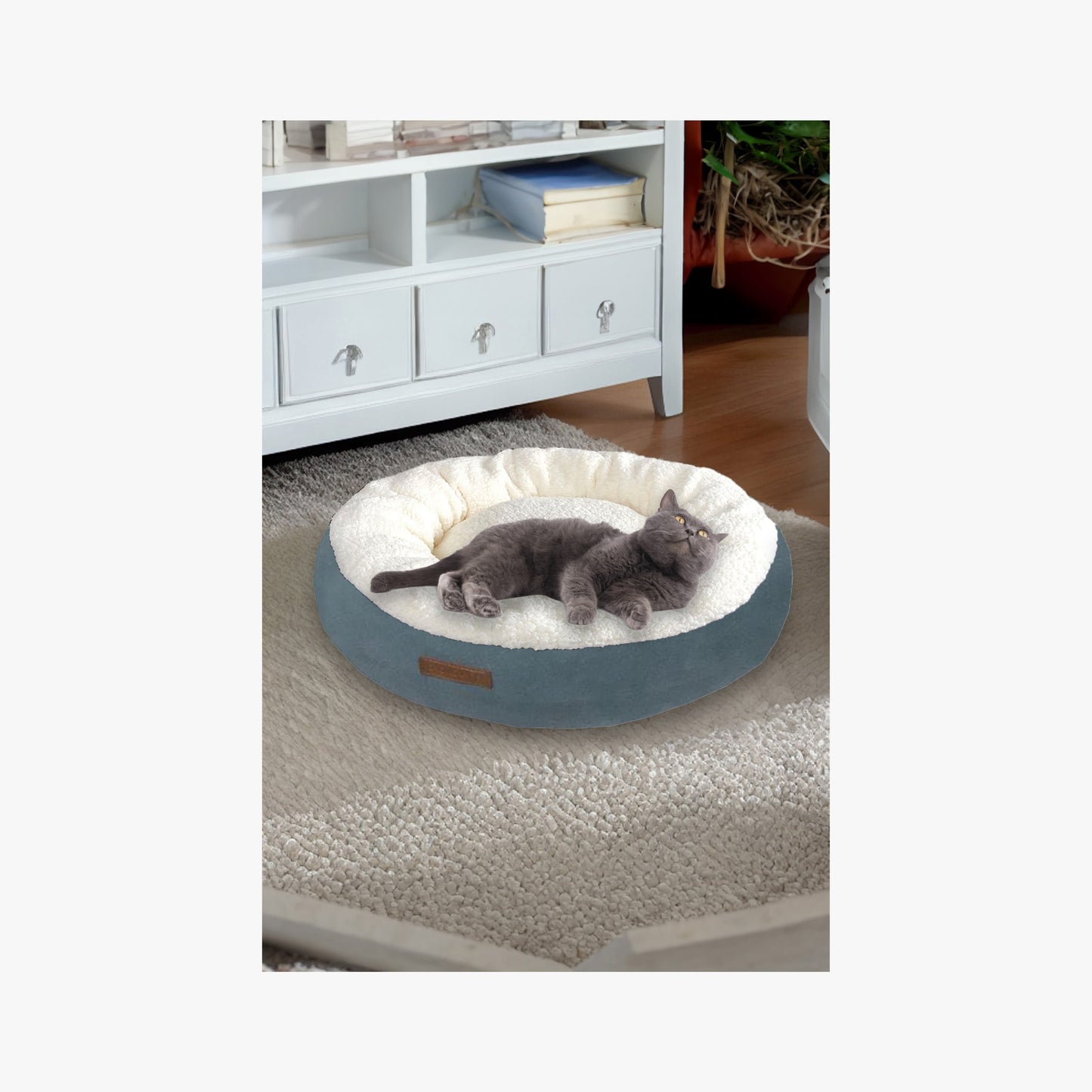 Çift Renk Simit Kedi ve Köpek Peluş Yatak