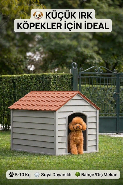 Flex Küçük Boy Plastik Köpek Kulübesi – Suya Dayanıklı Dış Mekan Köpek Evi 62x76x34 cm