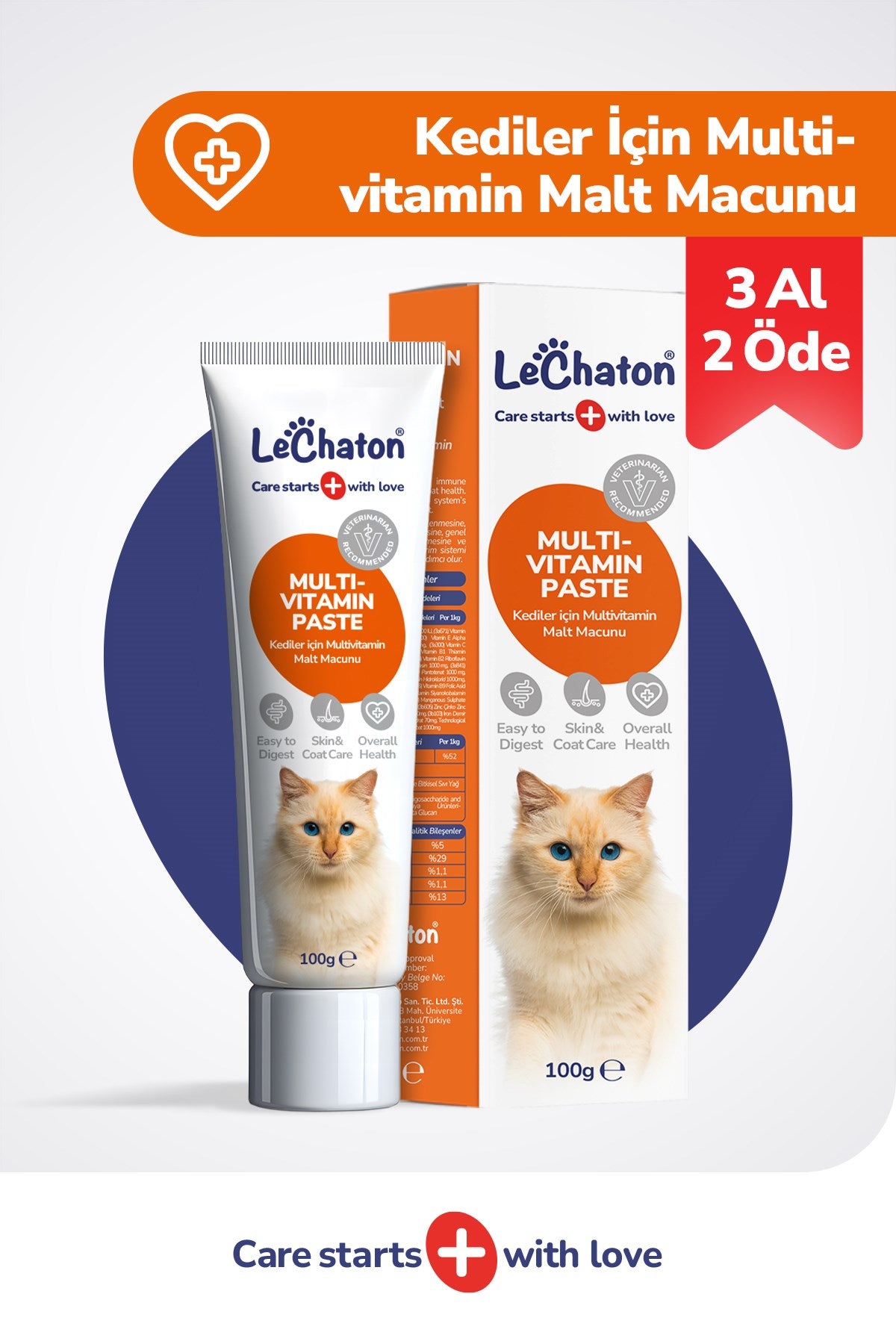 Multivitamin paste - Kedi Multivitamin Malt Macunu - Taurinli Biyotin Kedi Maltı Tüy Yumak Önleyici Anti-hairball