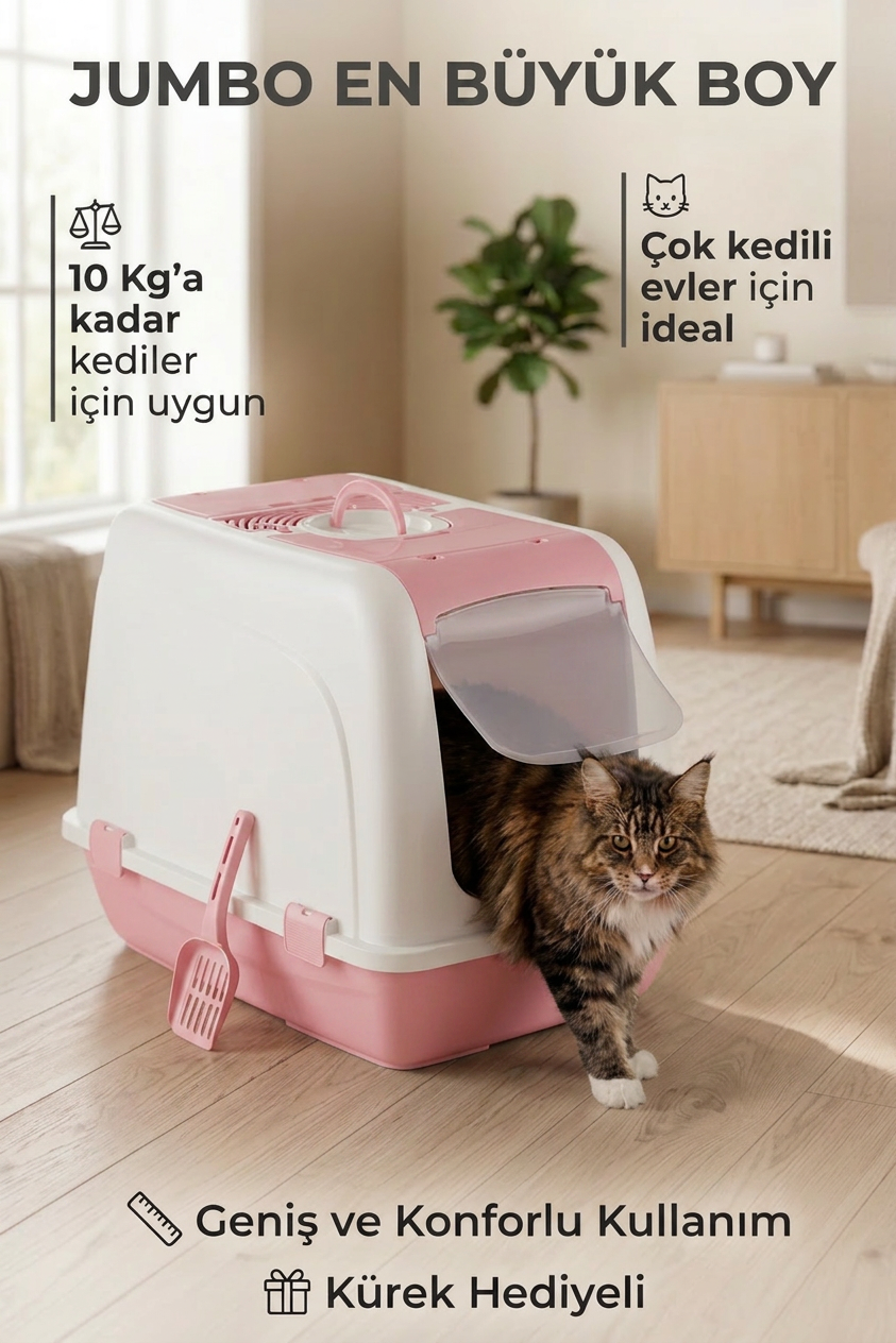 Flex Jumbo Boy Kedi Tuvaleti, 46x66x52 cm, Filtreli ve Kum Küreği Hediyeli - VN11102