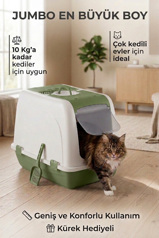 Flex Jumbo Boy Kedi Tuvaleti, 46x66x52 cm, Filtreli ve Kum Küreği Hediyeli - VN11102