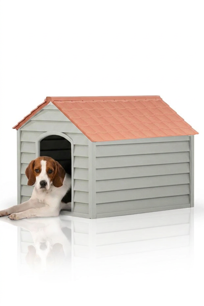 Flex Küçük Boy Plastik Köpek Kulübesi – Suya Dayanıklı Dış Mekan Köpek Evi 62x76x34 cm