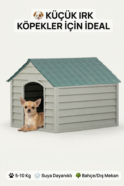 Flex Küçük Boy Plastik Köpek Kulübesi – Suya Dayanıklı Dış Mekan Köpek Evi 62x76x34 cm
