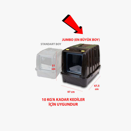 Jumbo Dev Büyük Boy Kapalı Kedi Tuvaleti, Filtreli ve Kürek Hediyeli, 67,5x47x51 cm - VN11095