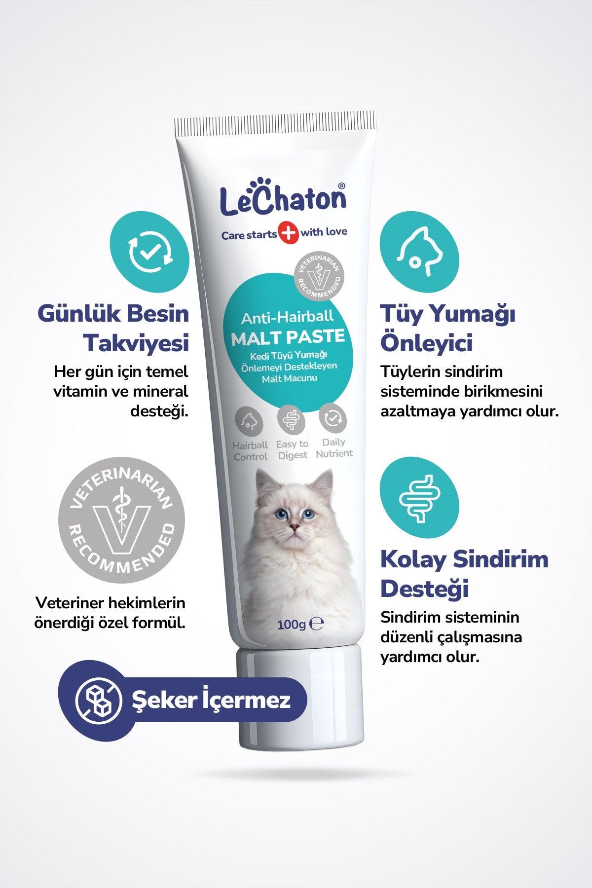 Malt paste - Kedi Tüy Yumağı Önleyici Malt Kedi Tüyü Döküm Dökülmesi Önleyici Engelleyici Kedi Maltı Macunu 100gr