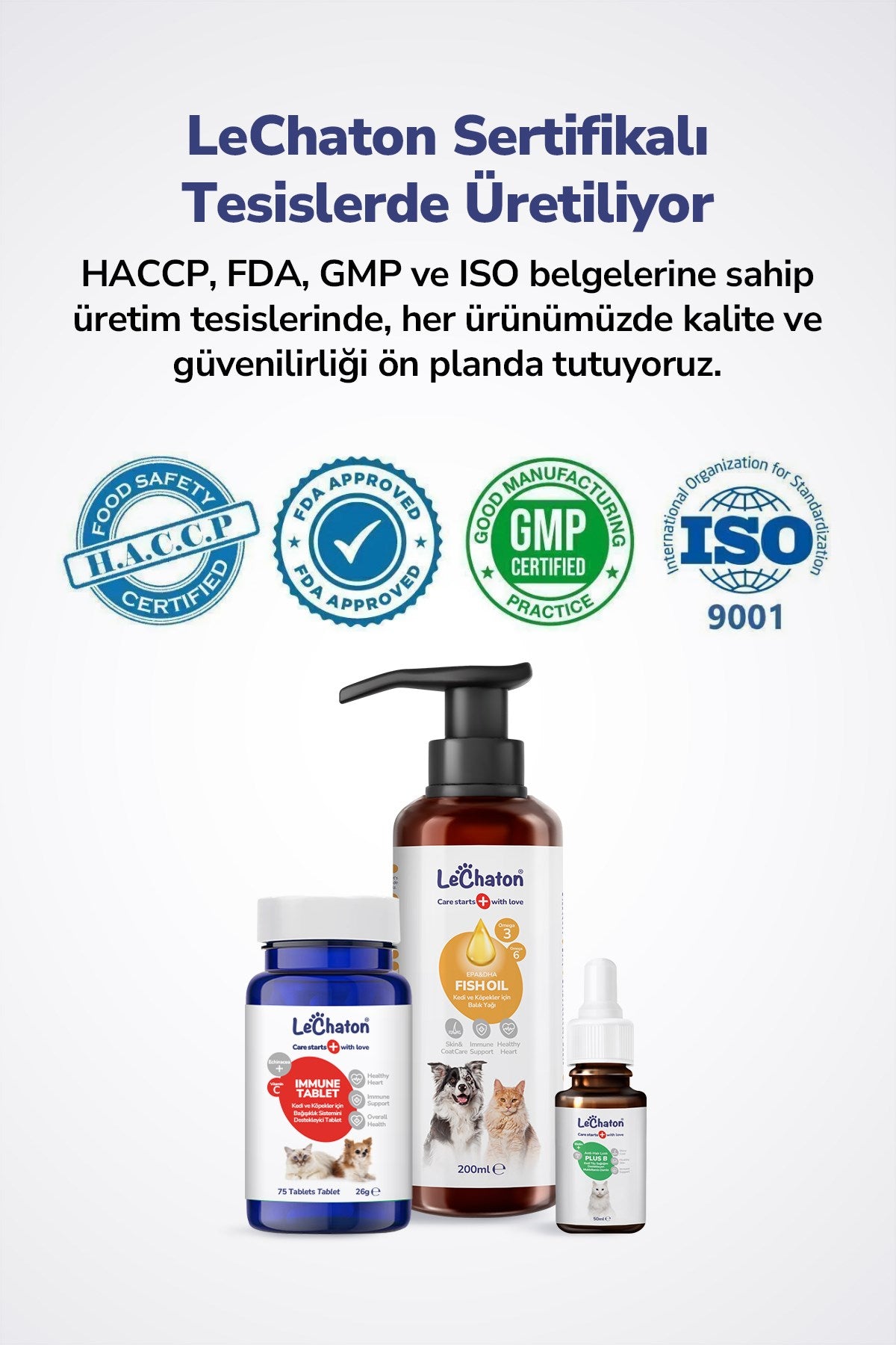 Kedi Köpek Bağışıklık Sistemi ve Tüy Sağlığı Destekleyici Set - Immune Tablet - Multivitaminli Plus+B Damla - Fish Oil Balık Yağı