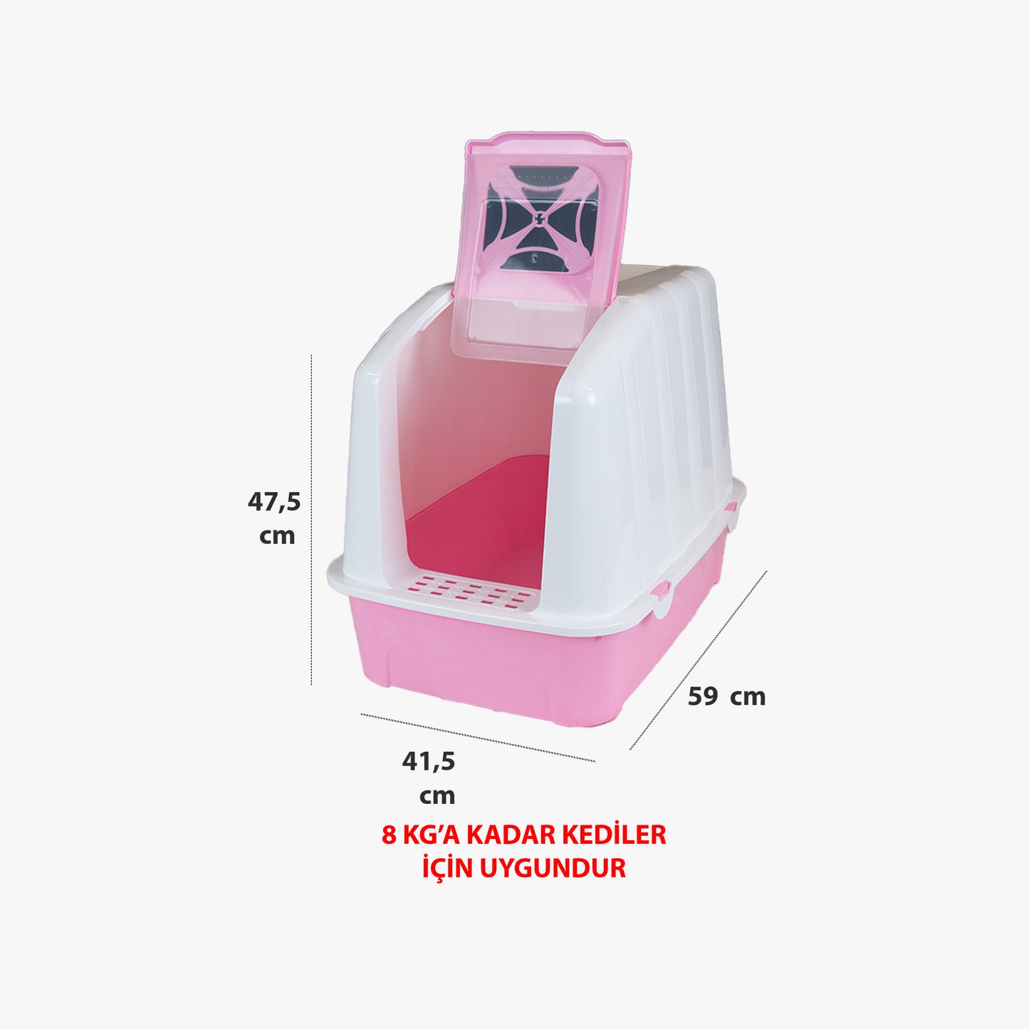 XXL Büyük Boy Kapalı Kedi Tuvaleti, Filtreli ve Kürek Hediyeli, 59x41,5x47,5 cm - VN11097
