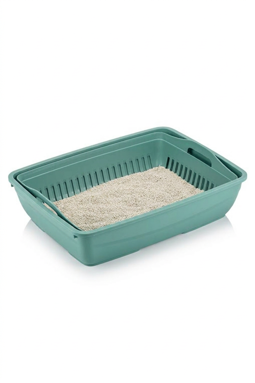 Flex Elek ve Alt kum kabı, Kapalı ve Açık Kedi Tuvaleti Uyumlu, 37,5x50x13 cm