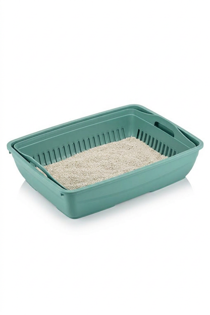 Flex Elek ve Alt kum kabı, Kapalı ve Açık Kedi Tuvaleti Uyumlu, 37,5x50x13 cm