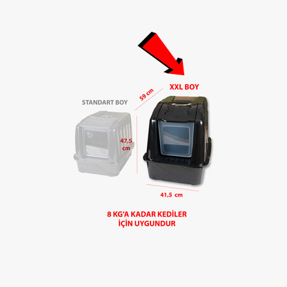 XXL Büyük Boy Kapalı Kedi Tuvaleti, Filtreli ve Kürek Hediyeli, 59x41,5x47,5 cm - VN11097