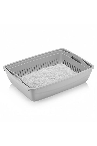 Flex Elek ve Alt kum kabı, Kapalı ve Açık Kedi Tuvaleti Uyumlu, 37,5x50x13 cm