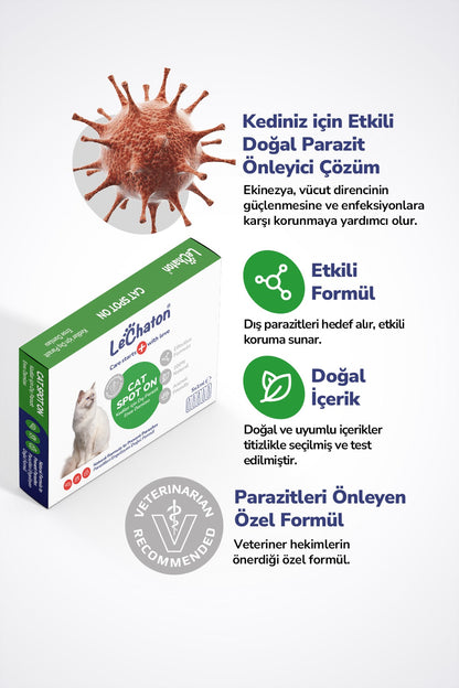 Kedi Ense Damlası - Kediler için Dış Parazit Pire Bit Kene Deri Bakımı Için Bitkisel Ense Damlası  5x1 ml