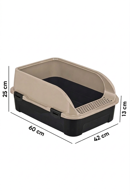 Comfort XXL Açık Kedi Tuvaleti Büyük Boy Kedi Kum Kabı Yüksek Kenarlı Kürek Hediyeli 60x42x25 cm