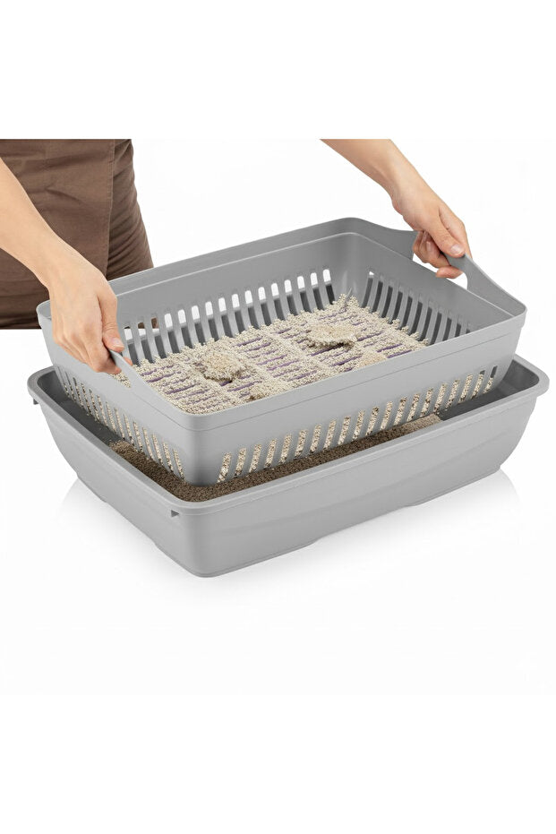 Flex Elekli Kedi Tuvaleti, 50x37,5x40 cm, XL boy, Kum küreği hediyeli
