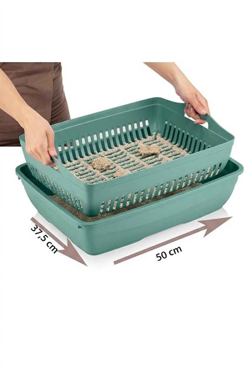 Flex Elek ve Alt kum kabı, Kapalı ve Açık Kedi Tuvaleti Uyumlu, 37,5x50x13 cm
