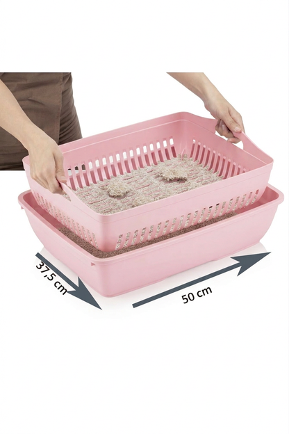 Flex Elek ve Alt kum kabı, Kapalı ve Açık Kedi Tuvaleti Uyumlu, 37,5x50x13 cm