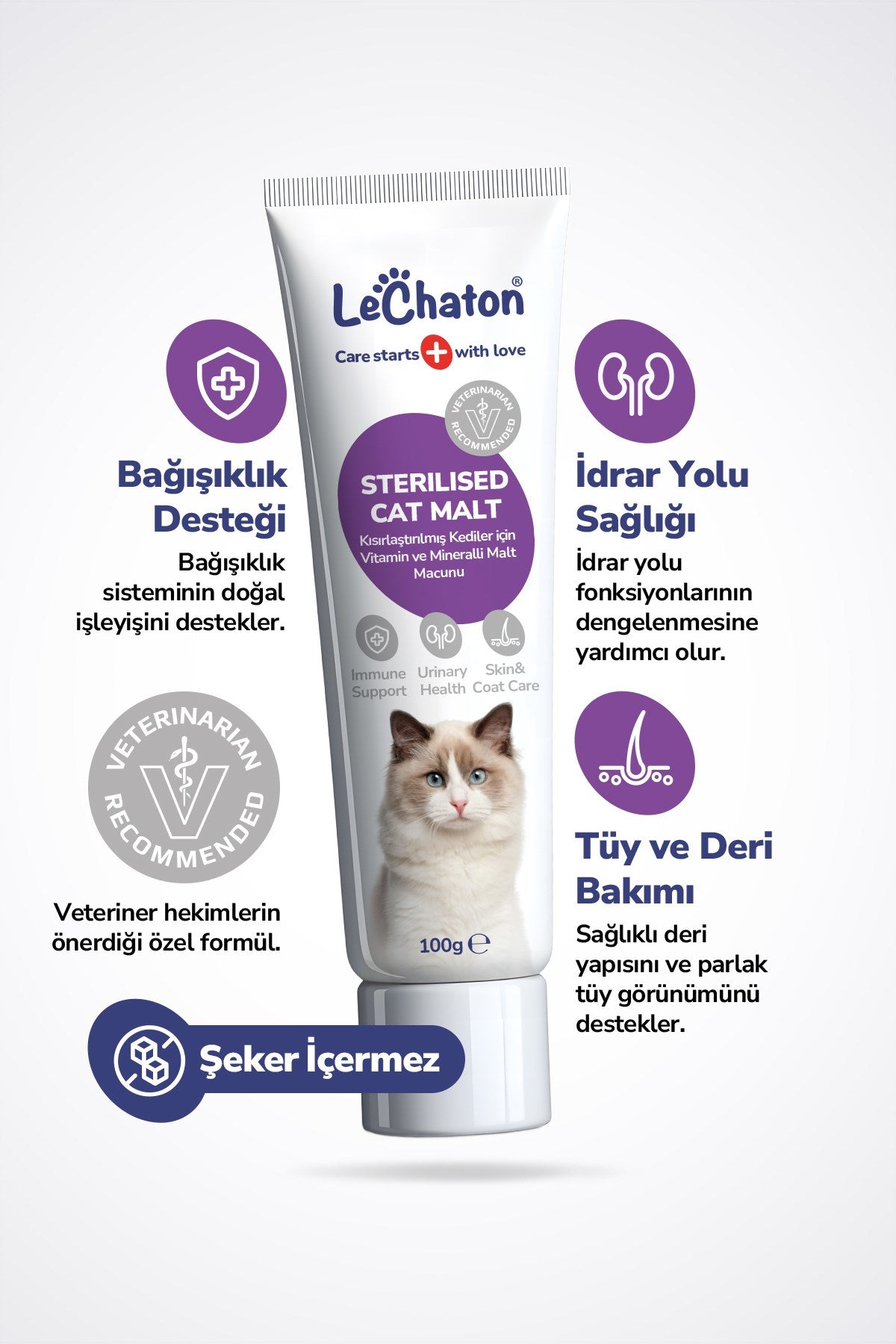 Sterilised Malt - Kısırlaştırılmış Kedilere Özel Multivitaminli Malt Macun - Sterile Kısır Kedi Maltı 100 Gr
