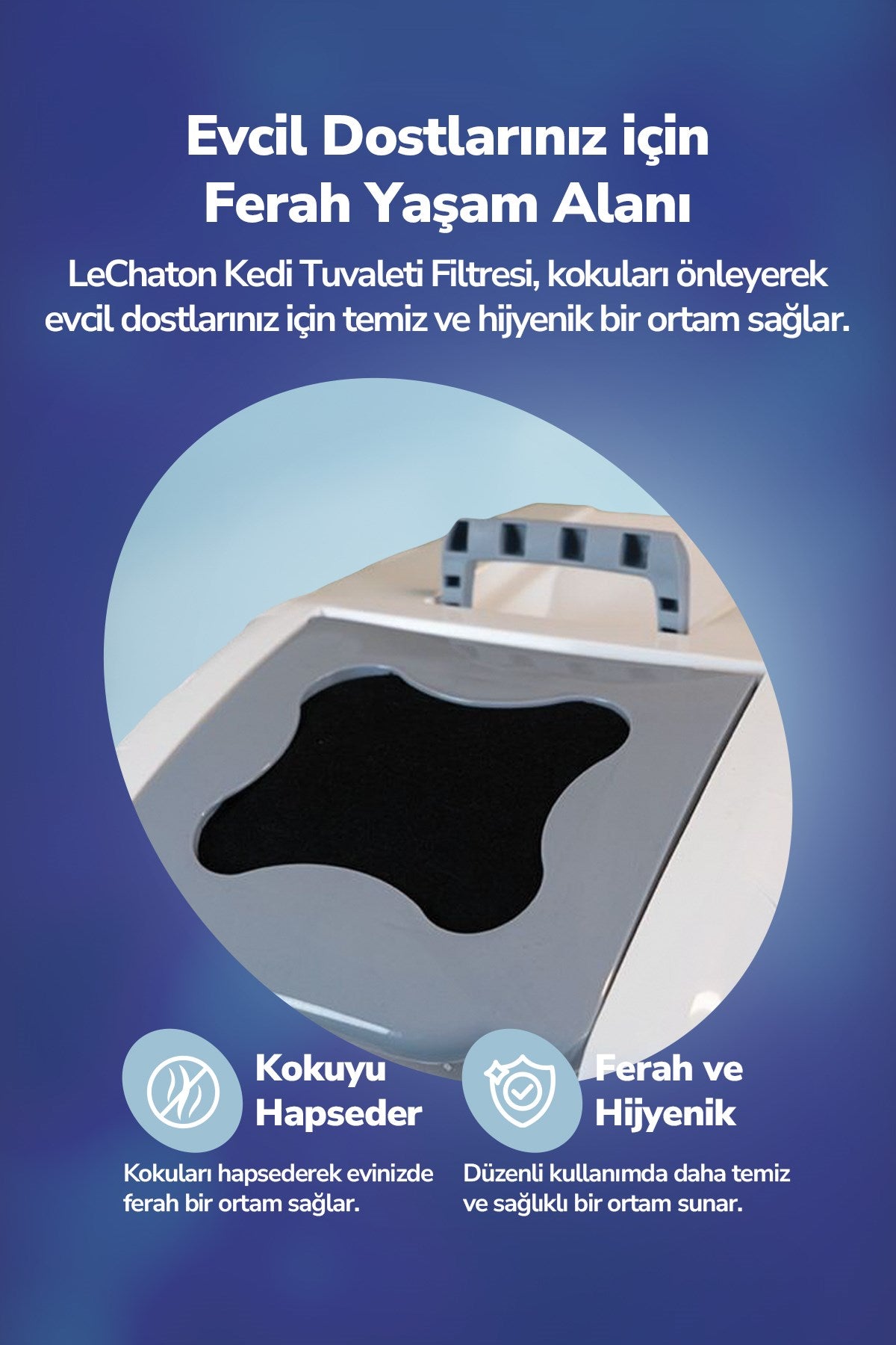 XXL Büyük Boy  Kapalı Kedi Tuvaleti Için 2'li Filtre  13x14 cm (6 mm)