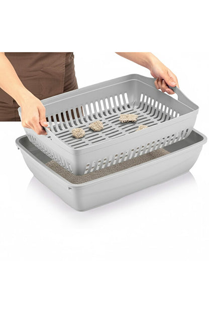Flex Elekli Kedi Tuvaleti, 50x37,5x40 cm, XL boy, Kum küreği hediyeli