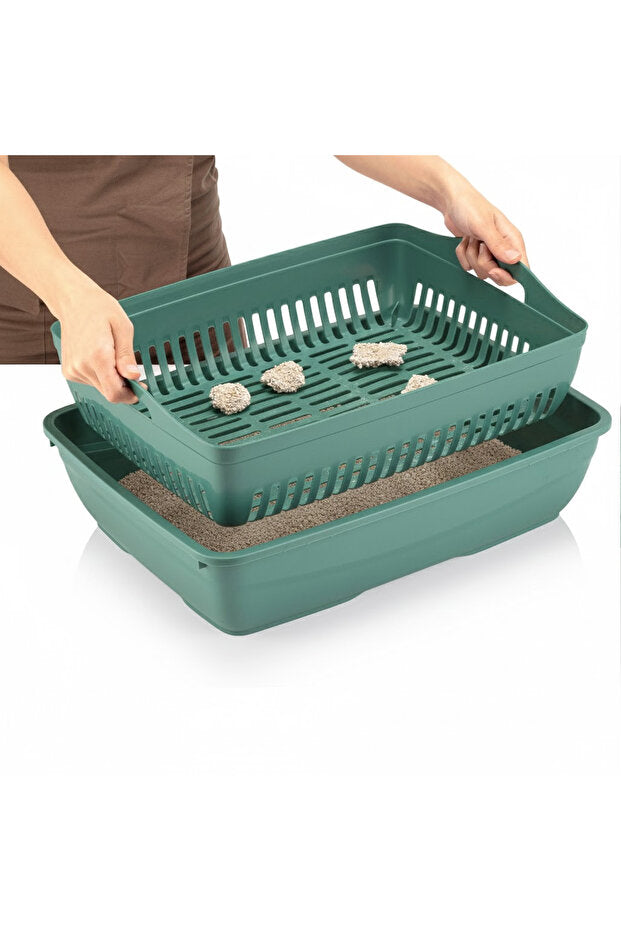 Flex Elekli Kedi Tuvaleti, 50x37,5x40 cm, XL boy, Kum küreği hediyeli