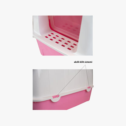 XXL Büyük Boy Kapalı Kedi Tuvaleti, Filtreli ve Kürek Hediyeli, 59x41,5x47,5 cm - VN11097