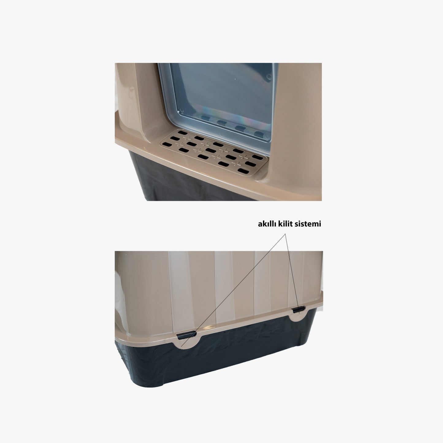 XXL Büyük Boy Kapalı Kedi Tuvaleti, Filtreli ve Kürek Hediyeli, 59x41,5x47,5 cm - VN11097