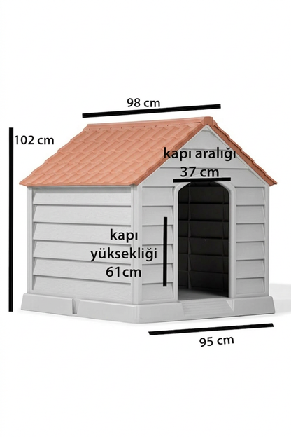 Flex XXL Boy Plastik Köpek Kulübesi – Suya Dayanıklı Dış Mekan Köpek Evi 95x98x102 cm