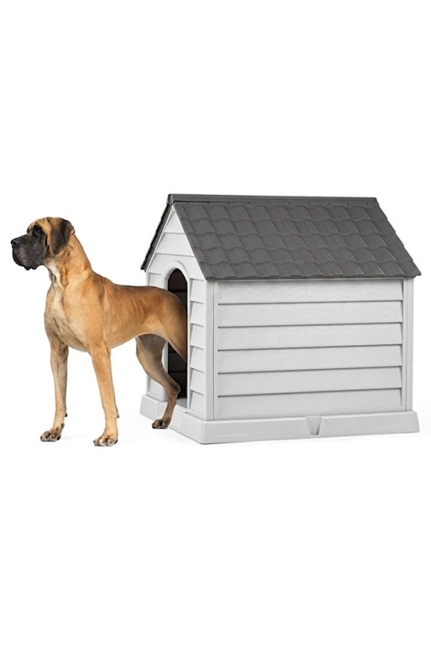Flex XXL Boy Plastik Köpek Kulübesi – Suya Dayanıklı Dış Mekan Köpek Evi 95x98x102 cm