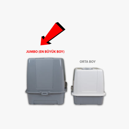 Jumbo Dev Büyük Boy Kapalı Kedi Tuvaleti, Filtreli ve Kürek Hediyeli, 67,5x47x51 cm - VN11095