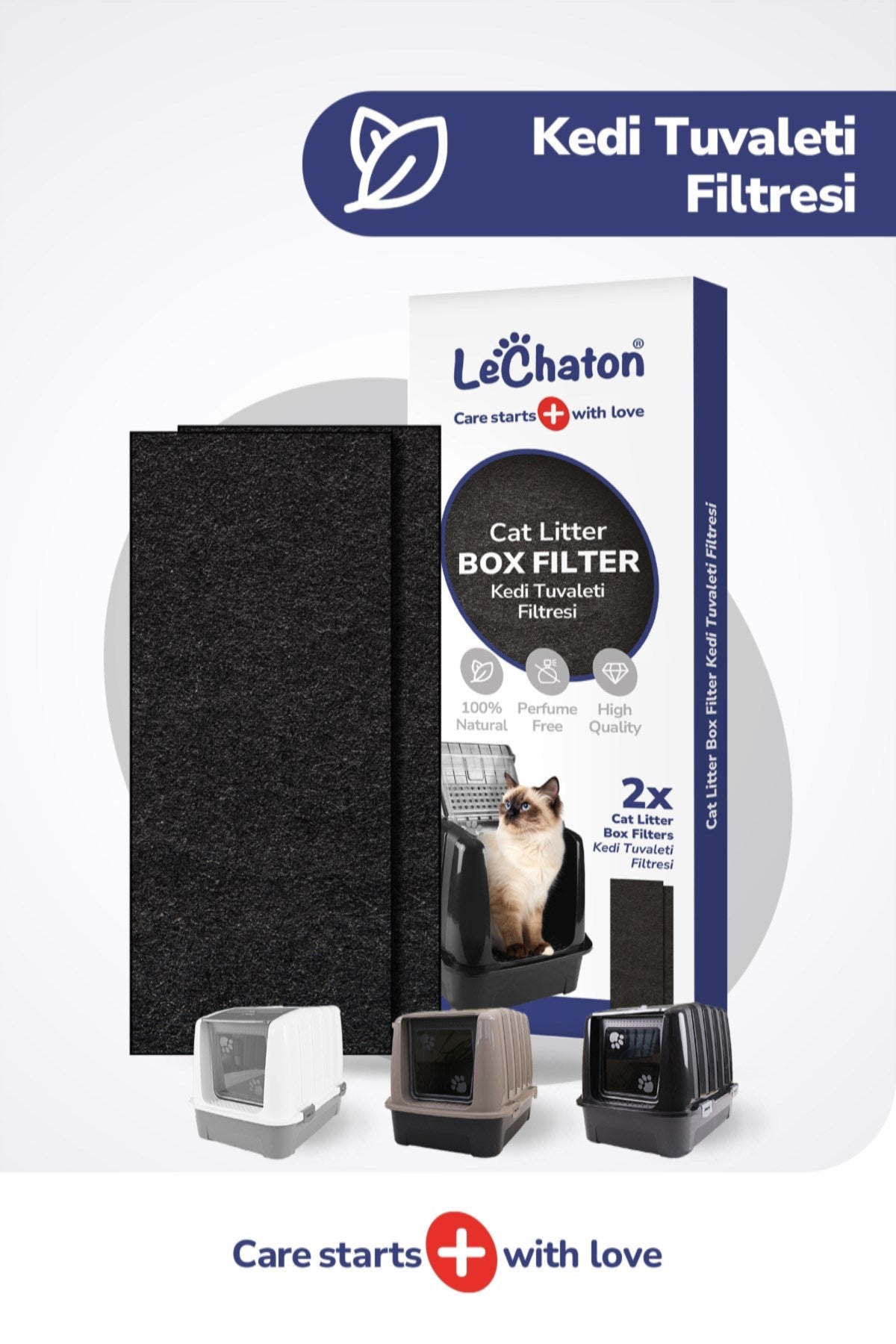 Lüks Kapalı Kedi Tuvaleti Için 2'li Karbon Filtre Dikdörtgen 6,5x18 cm (3 mm)