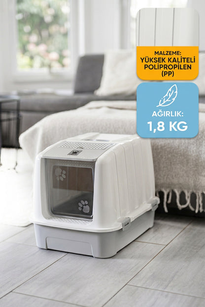 Lüks Kapalı Kedi Tuvaleti, Filtreli ve Kürek Hediyeli, 52x37,5x39 cm - VN11003