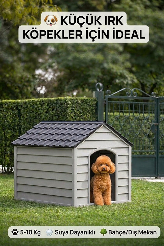 Flex Küçük Boy Plastik Köpek Kulübesi – Suya Dayanıklı Dış Mekan Köpek Evi 62x76x34 cm