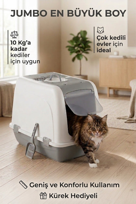 Flex Jumbo Boy Kedi Tuvaleti, 46x66x52 cm, Filtreli ve Kum Küreği Hediyeli - VN11102