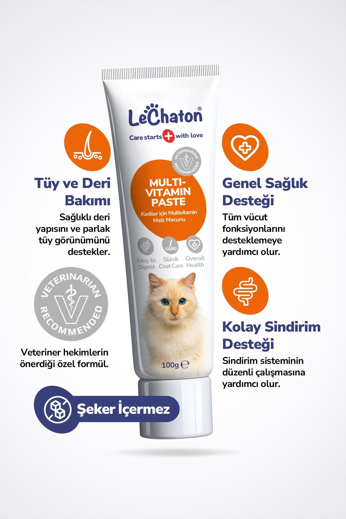 Multivitamin paste - Kedi Multivitamin Malt Macunu - Taurinli Biyotin Kedi Maltı Tüy Yumak Önleyici Anti-hairball