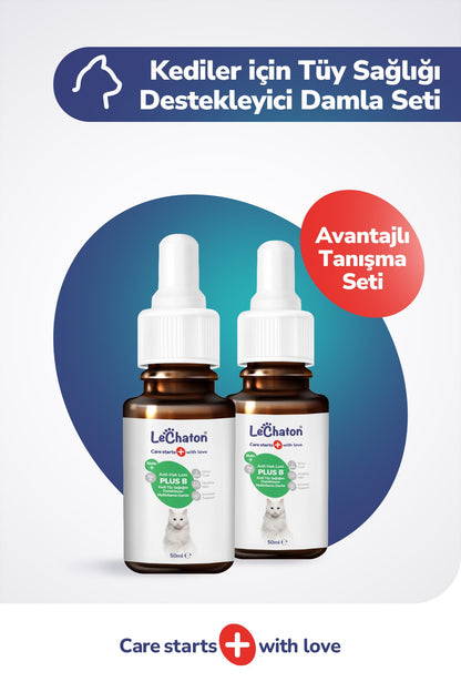 2 x Plus+B Damla -Kediler İçin Biotin ve Çinko İçeren Tüy Dökülmesini Azaltıcı Multivitaminli Plus+B Damla – 50 ml