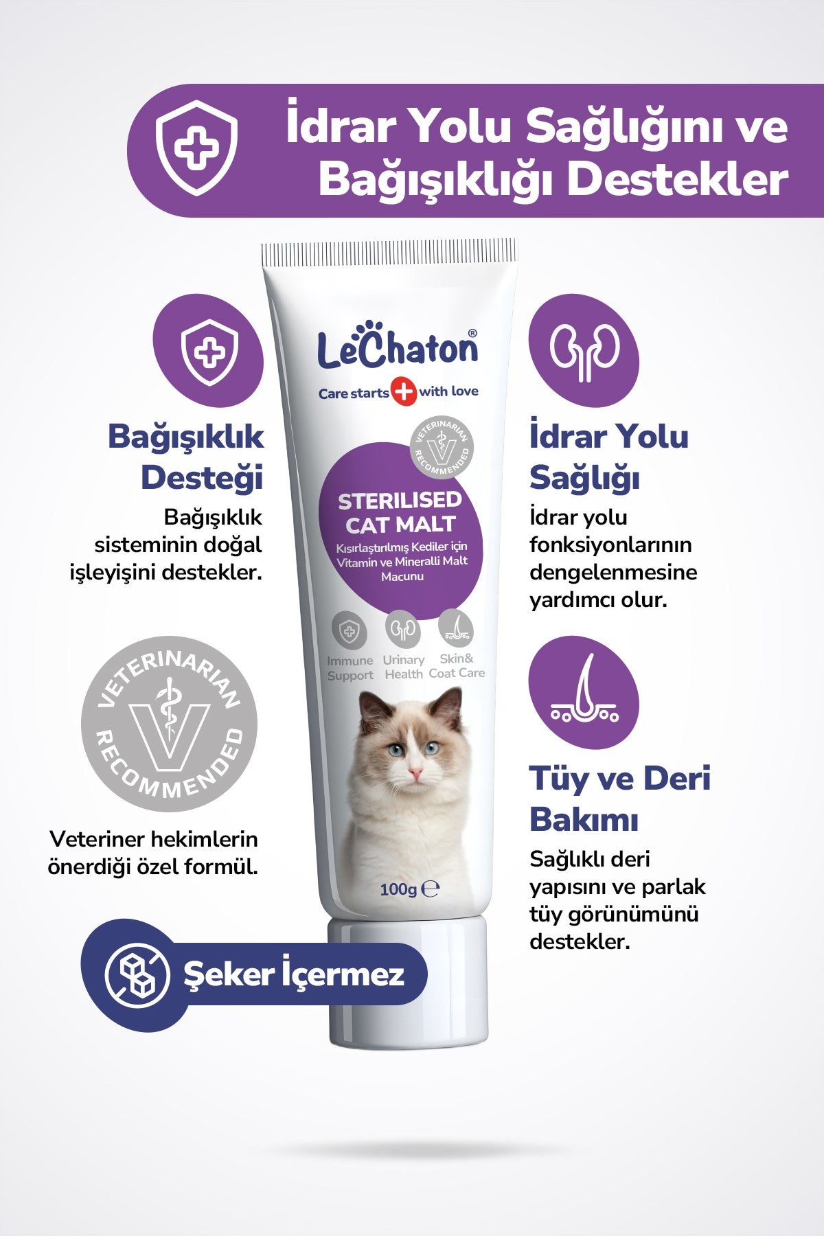 Kısırlaştırılmış Kedi Tüy Sağlığı ve Vitamin Seti ( Malt Paste - Sterile Paste - Multi Paste)