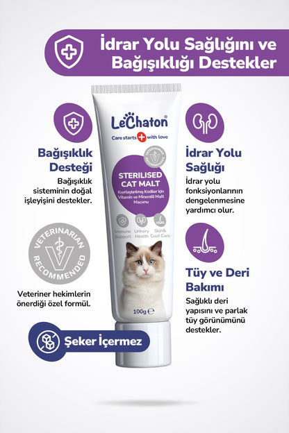 Kısırlaştırılmış Kedi Tüy Sağlığı ve Vitamin Seti ( Malt Paste - Sterile Paste - Multi Paste)