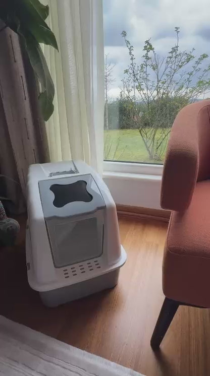 XXL Büyük Boy Kapalı Kedi Tuvaleti, Filtreli ve Kürek Hediyeli, 59x41,5x47,5 cm - VN11097